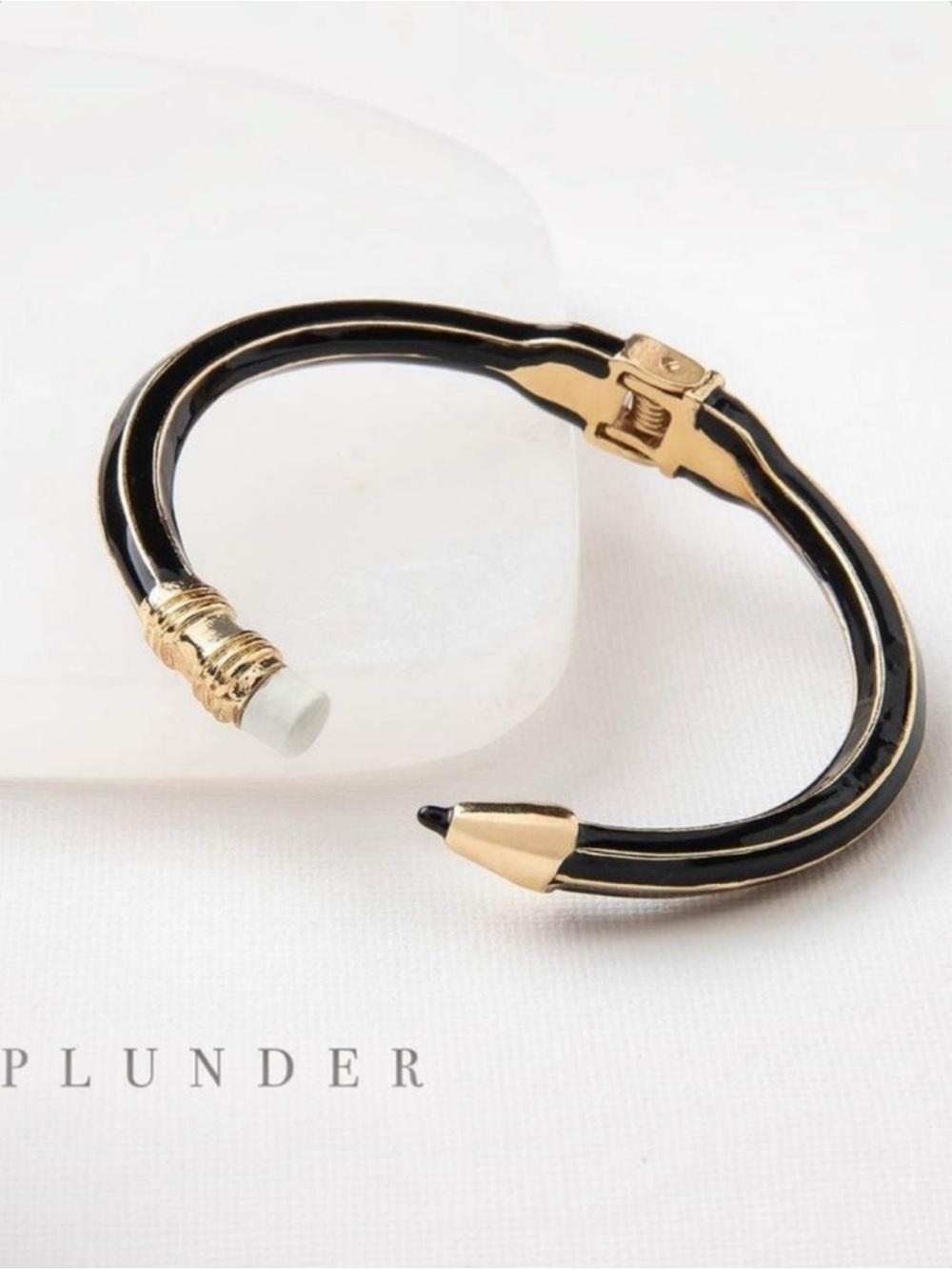 Plunder Black and Gold Pencil Shaped Hinge Bracelet
